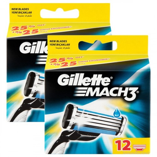 Gillette Mach3 Yedek Tıraş Bıçağı 12 li x 2 Adet