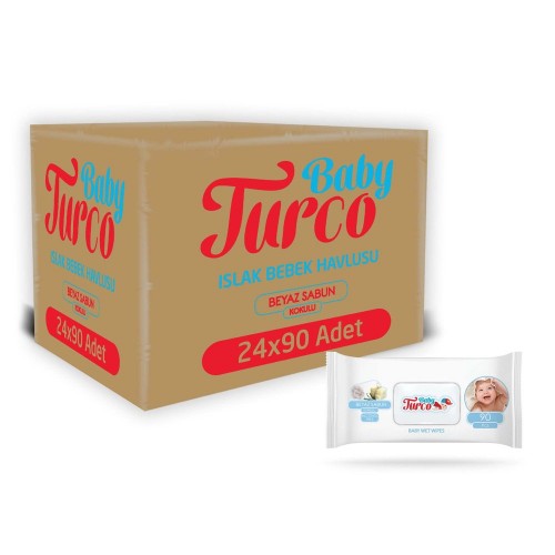 Baby Turco Beyaz Sabun Kokulu Islak Havlu 90 lı x 24 Adet