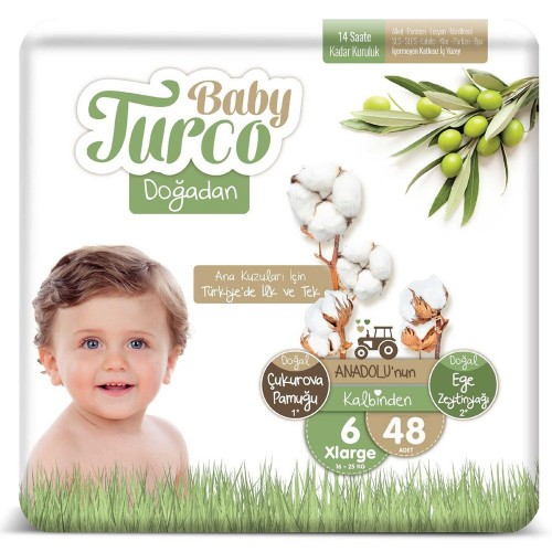 Baby Turco Doğadan Süper Paket Bebek Bezi 6 No X Large 48 li