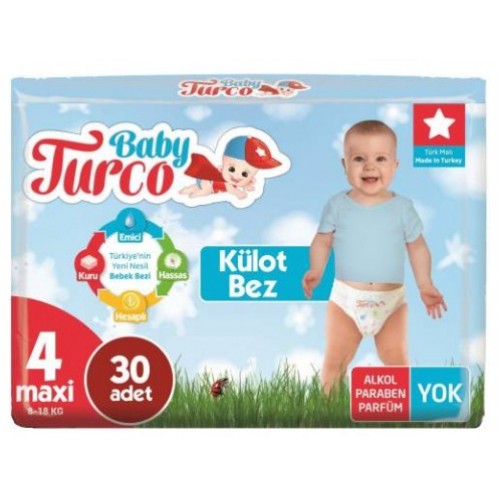 Baby Turco Külot Bebek Bezi 4 Beden Maxi 30 lu