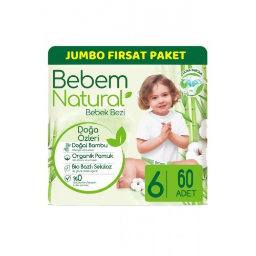 Bebem Natural Bebek Bezi Ultra Fırsat Paketi XLarge 6 No 60 lı
