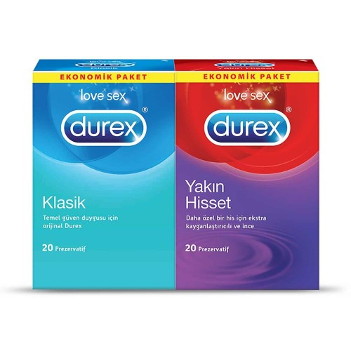 Durex Yakın Hisset ve Klasik Prezervatif Kondom 40 lı