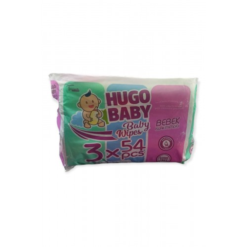 Hugo Baby Pudra Kokulu Islak Havlu 54 lü x 3 Adet (162 Yaprak)