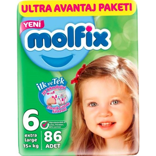 Molfix Bebek Bezi Ultra Avantaj Paketi Extra Large 6 no 86 lı