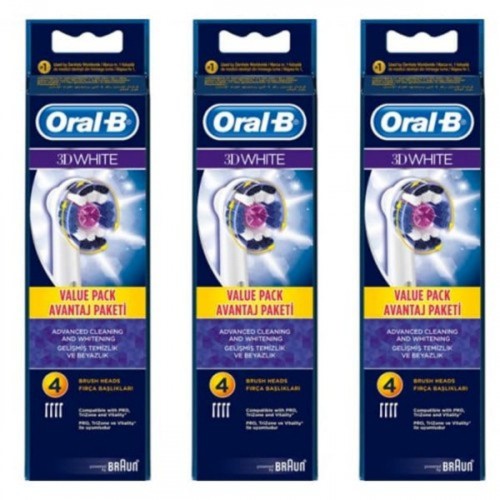 Oral-B Diş Fırçası Yedek Başlığı 3D White 4 lü x 3 Adet