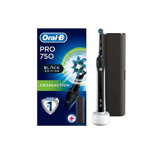 Oral-B Pro 750 Cross Action Siyah Şarjlı Diş Fırçası + Seyahat Kabı