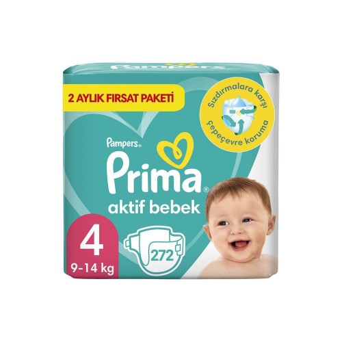 Prima Bebek Bezi Aktif Bebek 4 Beden 136 Adet Aylık Fırsat Paketi x 2 Adet