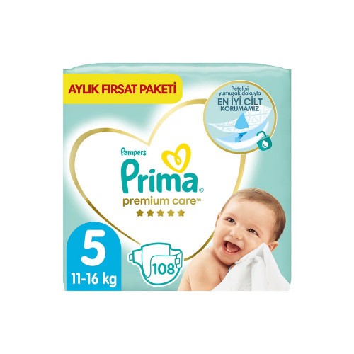 Prima Bebek Bezi Premium Care 5 Beden 108 Adet Aylık Fırsat Paketi