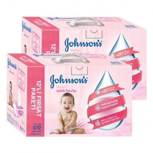 Johnsons Baby Islak Mendil Hassas 24 lü Paket (1.344 Yaprak)
