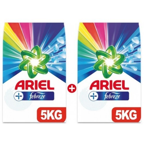 Ariel Plus Çamaşır Deterjanı Febreze Etkili Parlak Renkler 5 kg + 5 kg