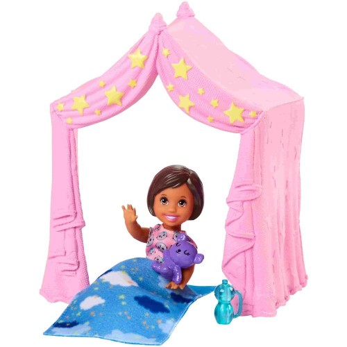 Barbie Bebek Bakıcısı Pembe Çadırlı Oyun Alanı Seti FXG97