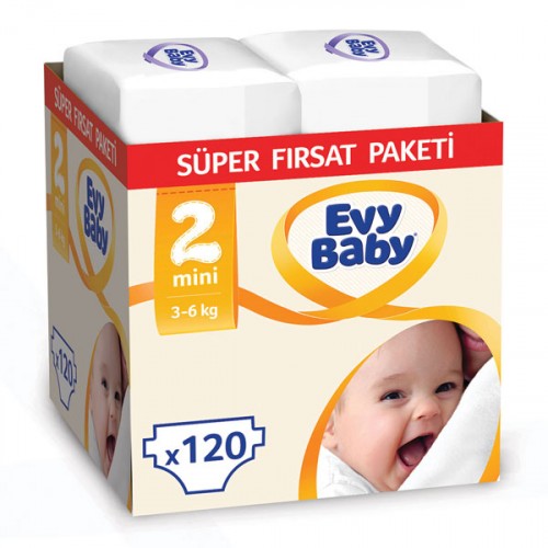 Evy Baby Bebek Bezi 2 Beden Mini Süper Fırsat Paketi 120 Adet