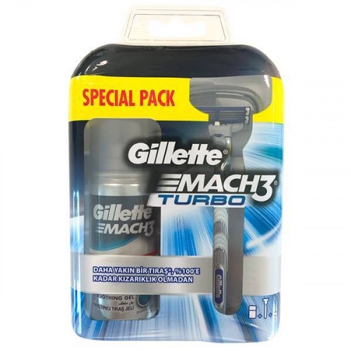 Gillette Mach3 Turbo Tıraş Makinası + 2 Yedek + Tıraş Jeli
