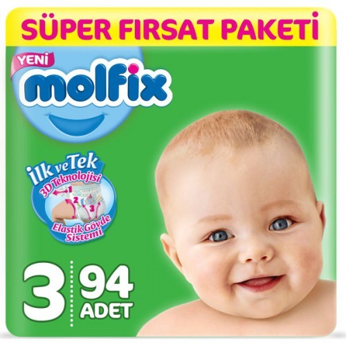 Molfix Bebek Bezi 3 Beden Midi Süper Fırsat Paketi 94 Adet