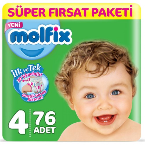 Molfix Bebek Bezi 4 Beden Maxi Süper Fırsat Paketi 76 Adet