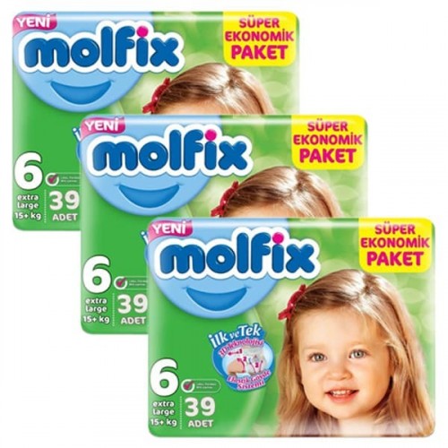 Molfix Bebek Bezi Dev Eko Extra Large 6 No 39 lu x 3 Adet Fiyatı