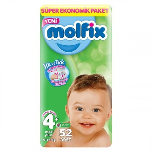 Molfix Bebek Bezi 4+ Beden Maxi Plus Dev Ekonomik Paket 52 adet