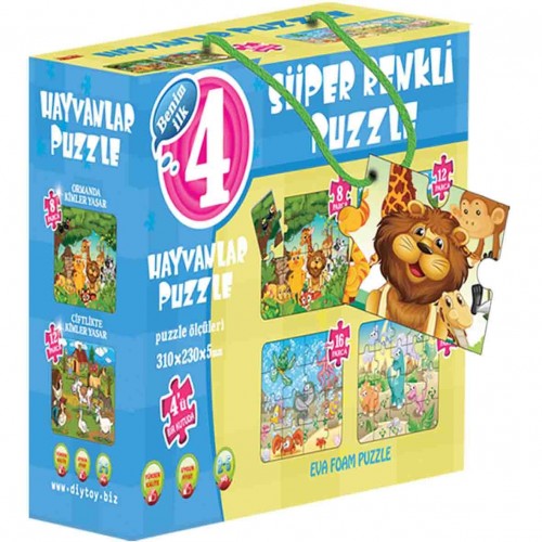 Diy-Toy Yayınları Hayvanlar Süper Renkli Puzzle 1481