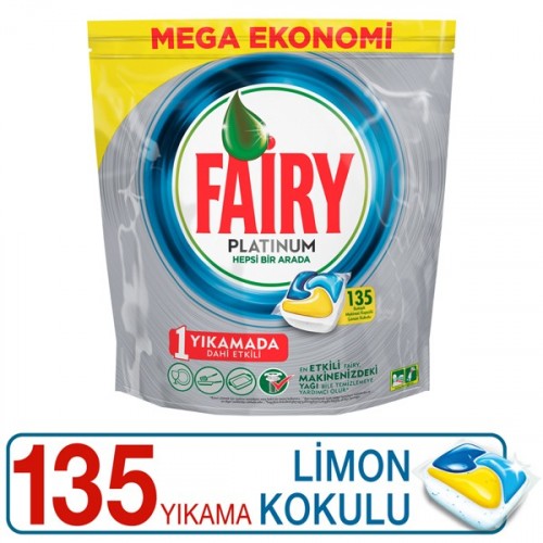 Fairy Platinum Bulaşık Makinesi Kapsülü Limon Kokulu 135 Yıkama