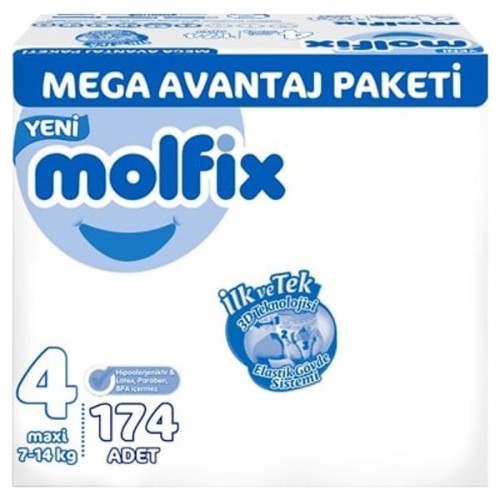 yeni yıl ihtiyat Geri dön  Molfix Bebek Bezi Mega Avantaj Paket Maxi 4 No 174 lü Fiyatı